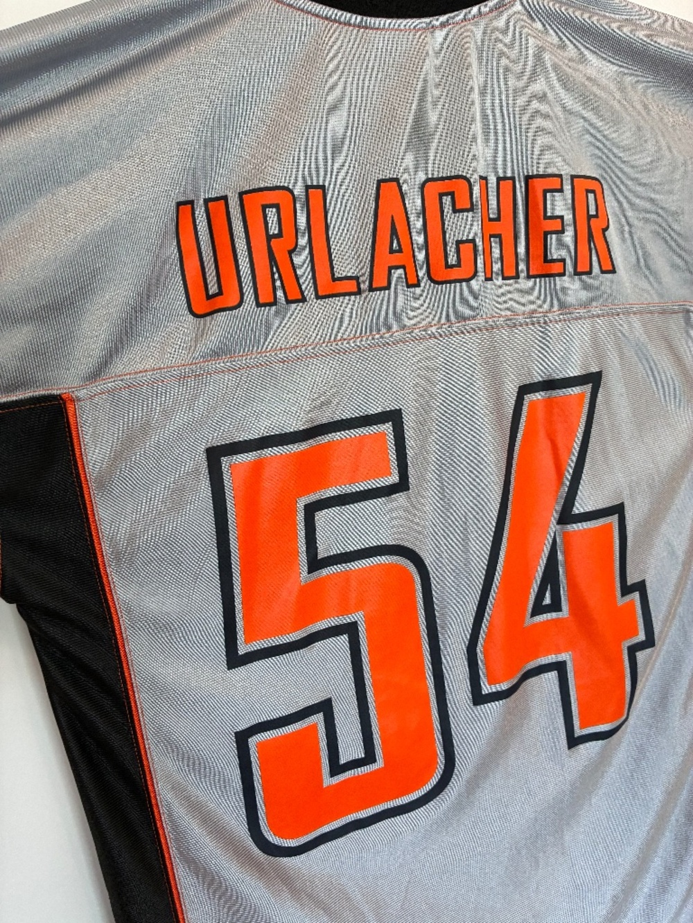 Vintage Chicago Bears Brian Urlacher #54 NFL Team Apparel Jersey Gray Orange Men